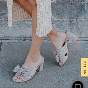 Lulus Dorothea Taro Shimmer Knotted High Heel Sandals